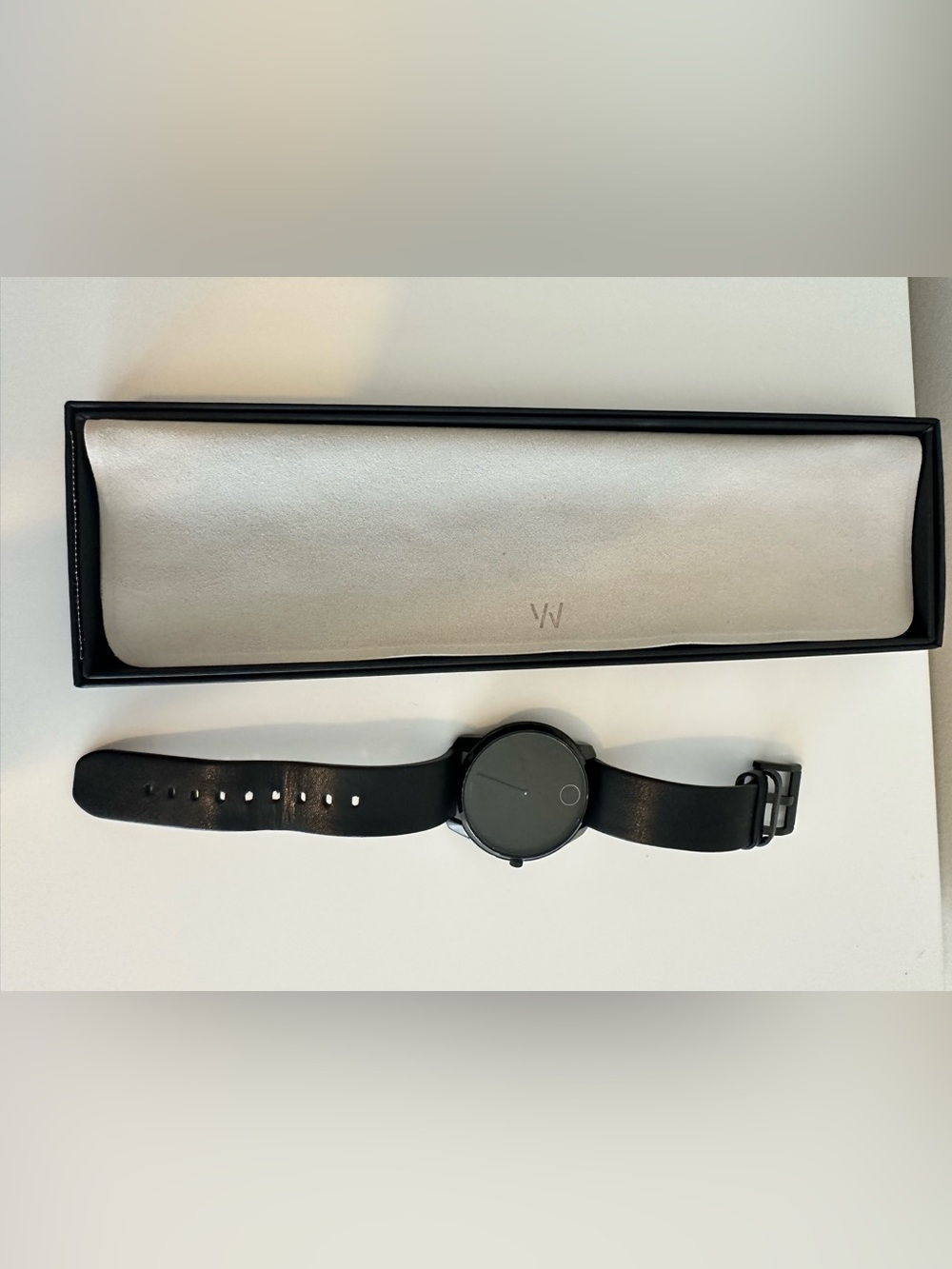 Movado Bold Black Leather Strap Watch Swiss Made Minimalist Men’s Watch